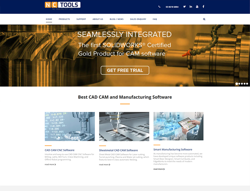 SOLIDWORKS-certified CAM software interface on website.